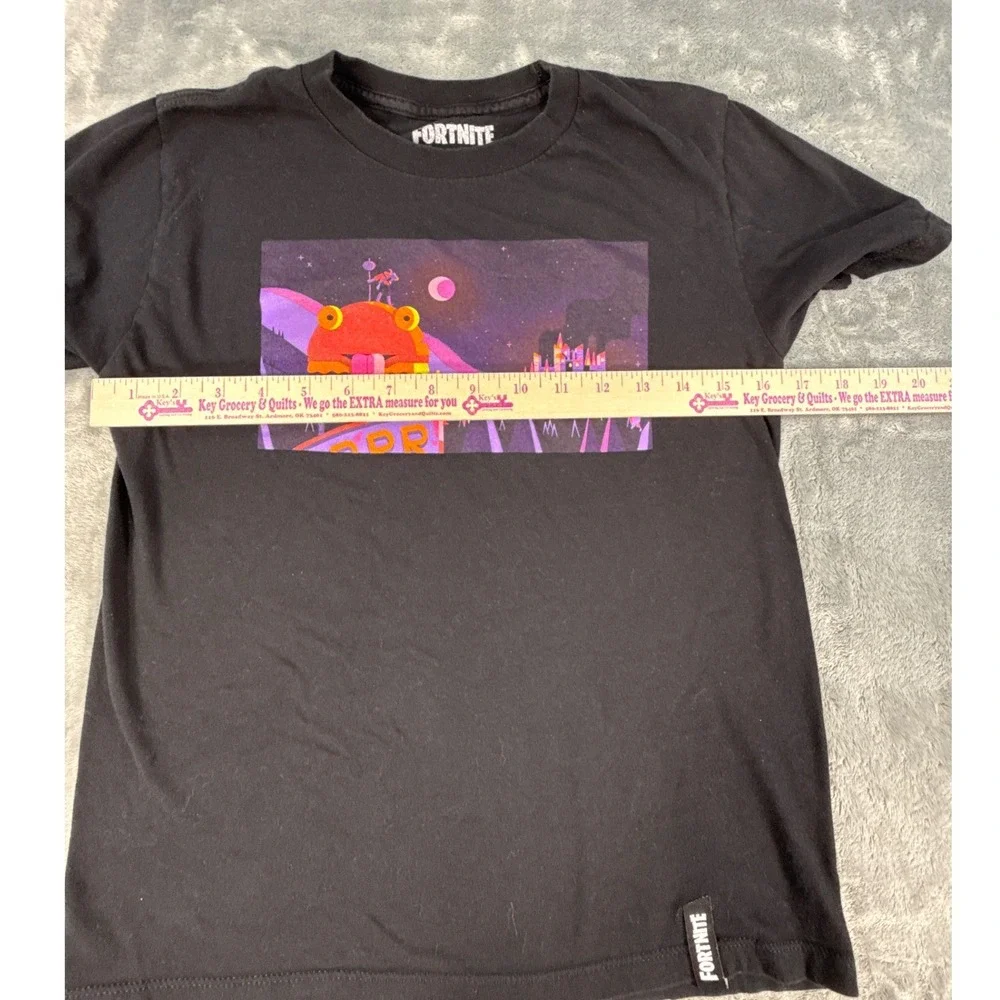 Fortnite Kids Black Graphic Tee Durrr Burger Sunset Print T-Shirt Size L 10/12‎